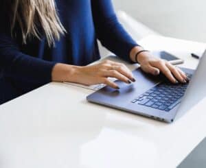 Woman using laptop